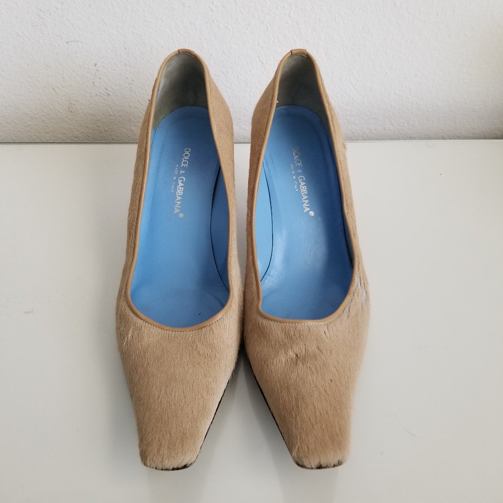 Dolce & Gabbana Beige Calf Hair Low Heel Pumps 40